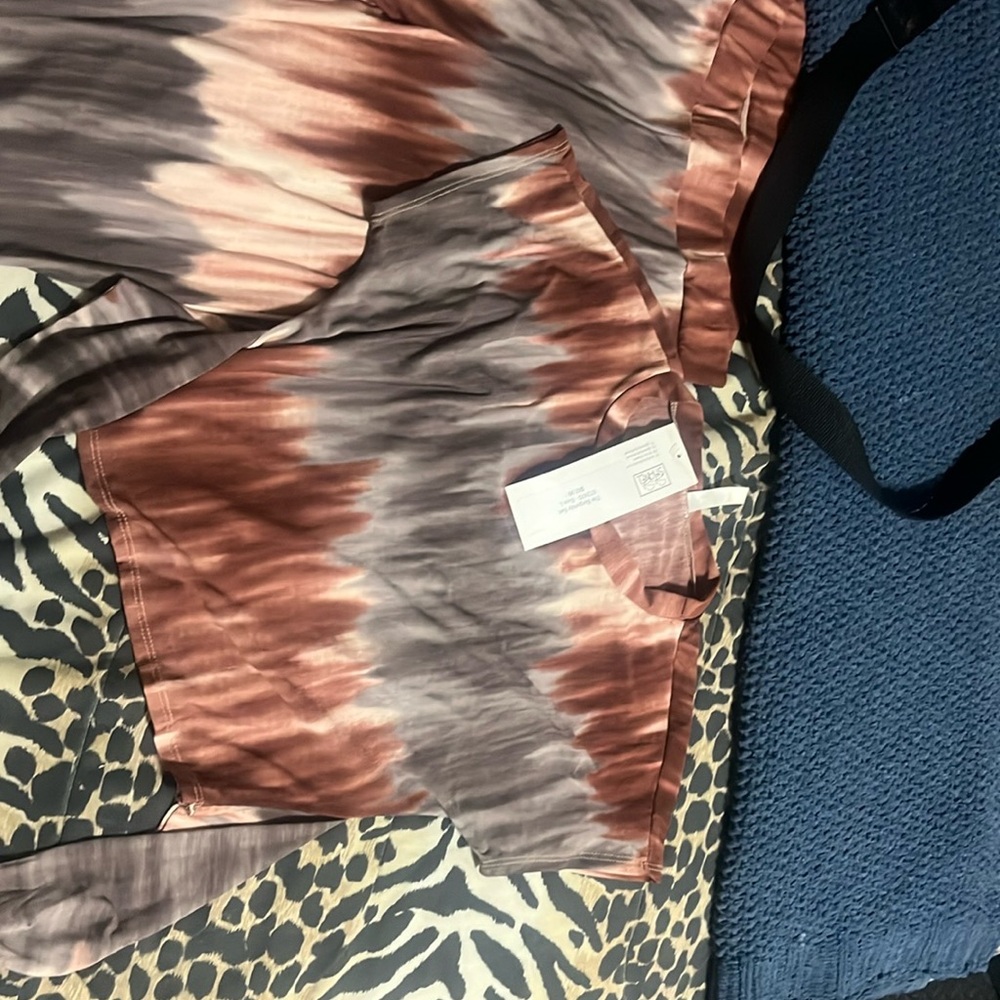 NWT So So Shanel Brown and Cream Cap Sleeve Crop Tie Front Tee & matching pants
